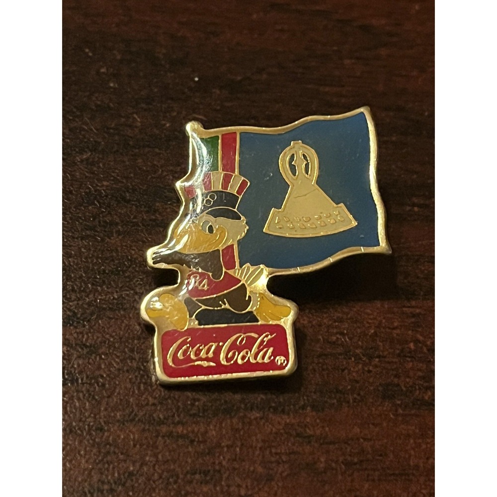 Vintage 1984 Los Angeles‎ Olympics Coca Cola Sam Eagle Lesotho Flag Lapel Pin